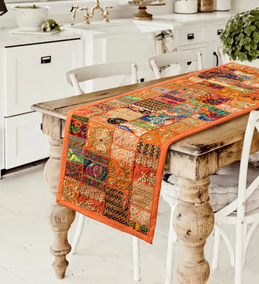 Ravaiyaa - Attitude Is Everything Orange 155 cm Table Runner(Cotton)
