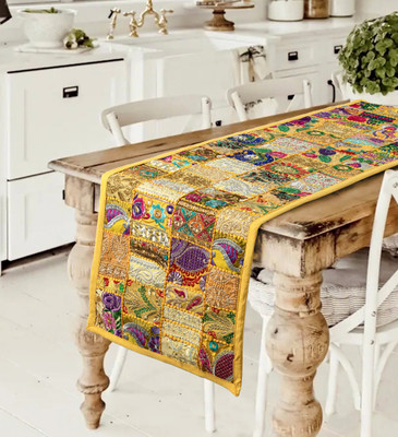 Ravaiyaa - Attitude Is Everything Yellow 155 cm Table Runner(Cotton)