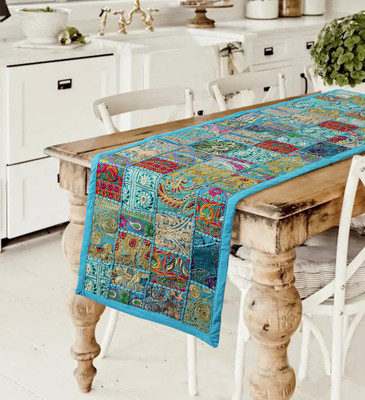 Ravaiyaa - Attitude Is Everything Blue 155 cm Table Runner(Cotton)