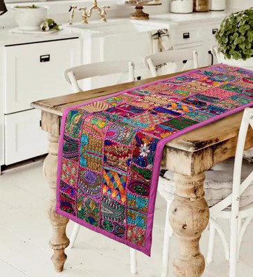 Ravaiyaa - Attitude Is Everything Pink 155 cm Table Runner(Cotton)