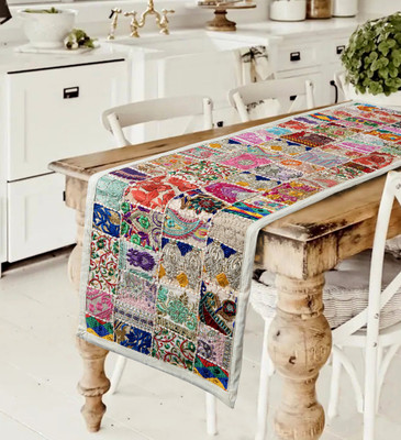 Ravaiyaa - Attitude Is Everything White 155 cm Table Runner(Cotton)