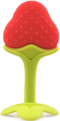 Kidsify Baby Fruit Shape Silicone Teethers Soft Stick Chews Nibbler for Baby Dental Care BPA-Free for Infants Baby (Red) Teether(Red)