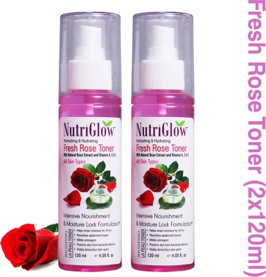 NutriGlow Fresh Rose TonerÃÂ With Natural Rose Extract And Vitamin A, C & E Men & Women(240 ml)