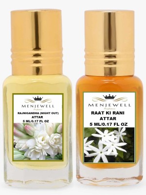 Menjewell Combo Pack Of 2PCs Attar(Rajnigandha 5ML,Raat Ki Rani 5ML)Attar Perfume Floral Attar(Floral)