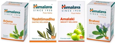 HIMALAYA Arjuna Cardiac, Yashtimadhu Gastric, Amalaki Immunity and Brahmi Mind Wellness (Pack of 4)(Pack of 4)