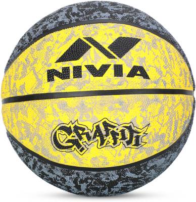 NIVIA GRAFFITI Basketball - Size: 7  (Pack of 1, Black, Yellow)