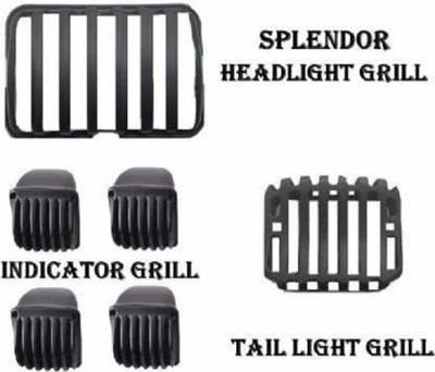 nirwana SPLENDOR FULL SET GRILL 3 Bike Headlight Grill(Black)