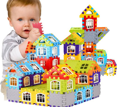 BOZICA BEST QUALITY 72 Pcs Happy House Building Block & 30 Pcs Attractive Windows Shapes Multicolor Set For Educational/Learning Puzzles,Skill Development fun & creative Interlocking Non-Toxic Brain sharping Toddlers and Kids Toy(Multicolor)