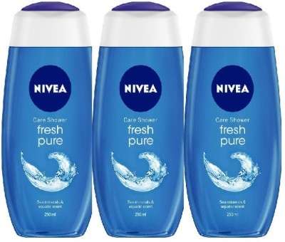 NIVEA Fresh Pure Sea Minerals & Aquatic Scent Shower Gel Each 125 ml -3 Pcs(3 x 125 ml)