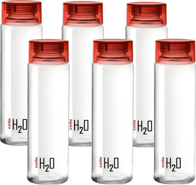 cello 1000 ml Glass, Plastic Bottle(Pack of 6, Red, White)