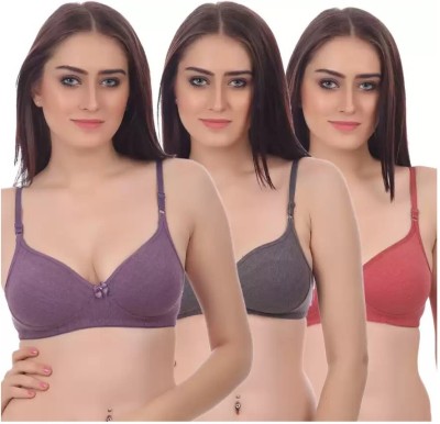 Fluffy BR071 Women Full Coverage Non Padded Bra(Purple, Grey, Red)