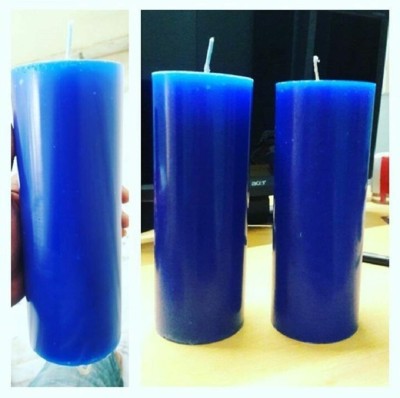 CHIKLIT ENTERPRISE Pack of 3 Pcs 2 Inch x 5 Inch Each Premium Blue Pillar Unscented Pillar Candles (Pack of 3 Pcs) (2 Inch x 5 Inch Each) (Blue Colour) Candle(Blue, Pack of 3)