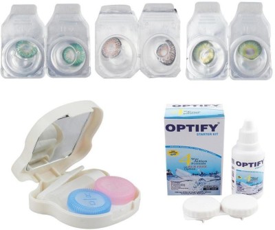 Optify Monthly Disposable(0, Colored Contact Lenses, Pack of 3)