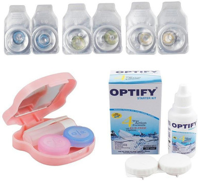 Optify Monthly Disposable(0, Colored Contact Lenses, Pack of 3)