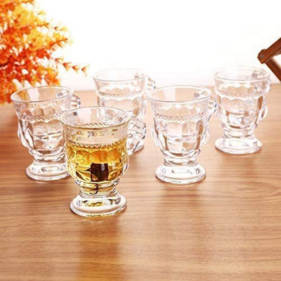 KriVat Pack of 6 Glass ROYAL Tea cup coffee mug with handle(Clear, Cup)