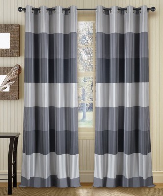 Khushi 154 cm (5 ft) Polyester Room Darkening Window Curtain (Pack Of 2)(3D Printed, Grey)