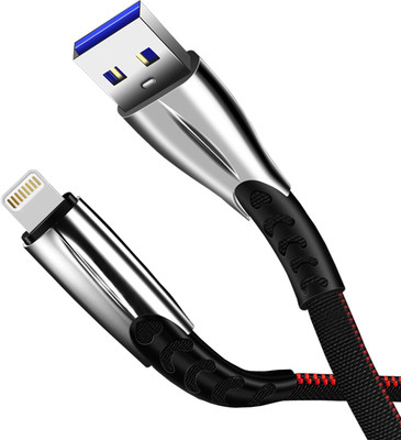 WRENS Lightning Cable 1 m Denim Braided Zinc Alloy 2222 Data Cable(Compatible with All Lightning 8 pin (iOS) Devices, Black, One Cable)
