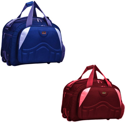 Inte Enterprises (Expandable) combo form red and blue Duffel With Wheels (Strolley)