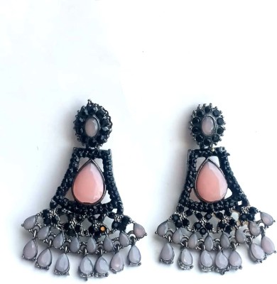 RozMili Black metal party wear Drop Earrings for Girls and women Metal Drops & Danglers