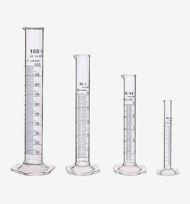 Spylx Borosilicate Glass Measuring Cylinder 10,25,50,100 ml, Pack of 4 Borosilicate Glass Graduated Cylinder(185 ml)