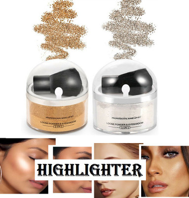THTC shimmery shiny powdery face & body powder highlighter Combo of 2 Highlighter(Silver, GOLD)