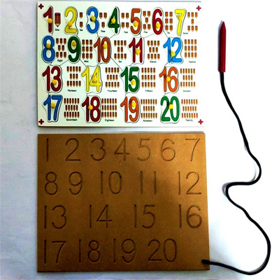 PETERS PENCE NUMBER COUNT 1-20 WRITING PRACTICE TRACING BOARD WITH DUMMY PENCIL & NUMBER PUZZLE LEARNING BOARD FOR KIDS PRE PRIMARY EDUCATION(Multicolor)