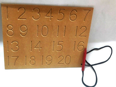 PETERS PENCE NUMBER COUNT 1-20 WRITING PRACTICE TRACING BOARD WITH DUMMY PENCIL FOR KIDS PRE PRIMARY EDUCATION(Brown)