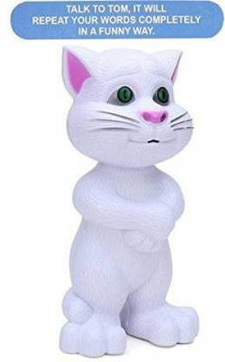Tenmar Intelligent Talking Tom With Touch And Musical Recording Cat (White)(Multicolor)