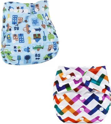 MOM'S PRIDE Printed Button Diaper Washable Baby Cloth Pocket Nappie Reusable, Waterproof, Adjustable Size for Infants(2 Diaper+ 2 Insert) MOM'S PRIDE Printed Button Diaper Washable Baby Cloth Pocket Nappie Reusable, Waterproof, Adjustable Size for Infants(2 Diaper+ 2 Insert)
