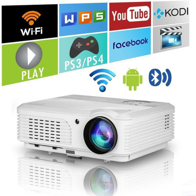 IBS ANDROID 6.0 YOUTUBE NETFLIX HD LED 3D Projector 5000 Lumens, HDMI USB VGA AV, 1280*720P (5000 lm) Portable Projector(Silver)