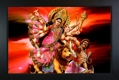 RV SALES Maa Durga Photo Frame with Nice Painting for Wall Hanging and Pooja Room Religious Frame