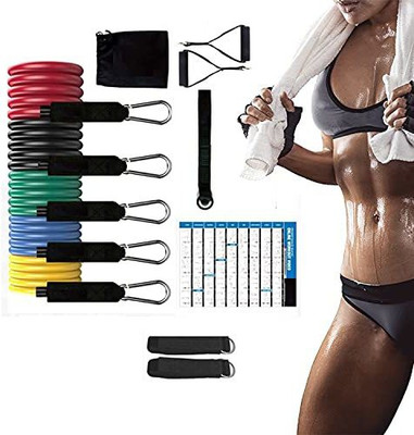Spocco Foam Handles 11 Pcs Resistance Bands Set for Exercise, Stretching Resistance Tube(Multicolor)