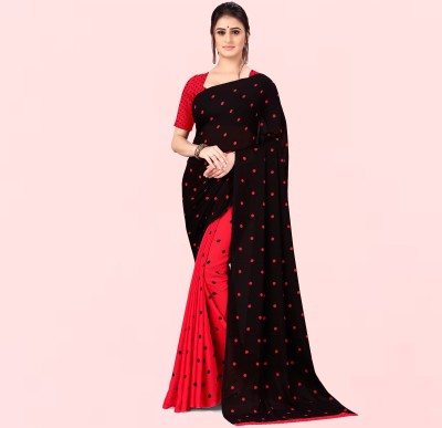 Anand Sarees Printed Bollywood Georgette Saree(Red, Black)