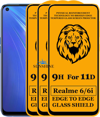 SUNSHINE Edge To Edge Tempered Glass for Realme 6(Pack of 3)