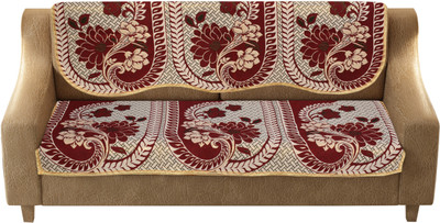 AK Decor Cotton Abstract 3 Seater Sofa Cover(Maroon Pack of 2)