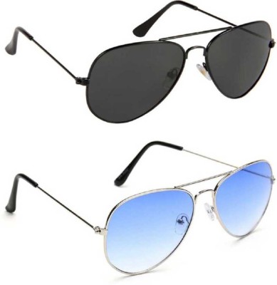 LAER Aviator Sunglasses(For Boys & Girls, Black, Blue)