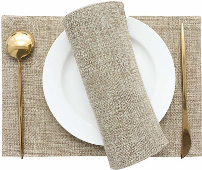 Casanest Rectangular Pack of 6 Table Placemat(Brown, Jute)