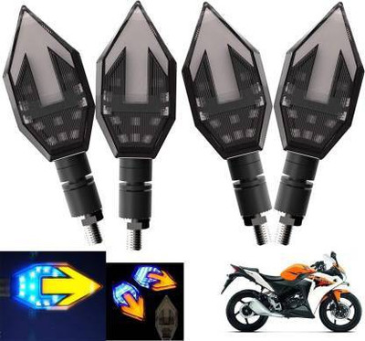 QZ DEVICE Front, Rear LED Indicator Light for Honda CBR 250, Universal For Bike(Yellow, Blue)