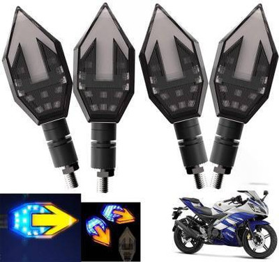 QUIRKY ZONE Front, Rear LED Indicator Light for Yamaha YZF R15 S, Universal For Bike(Yellow, Blue)
