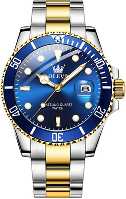 OLEVS stainless steel rotating bezel blue Analog Watch  - For Men