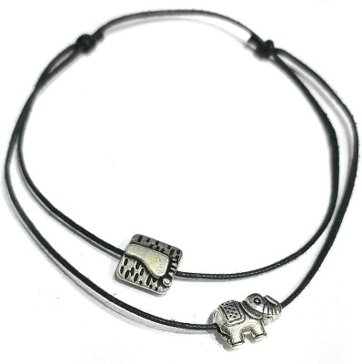 Gurjari Jewellers OXIDISED ELEPHANT +FEET BEADS Anklet with Cootan Thread for Women & Girl's / NAZARIA Cotton Dori Anklet