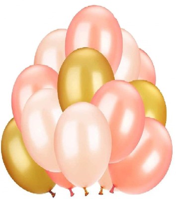 HARDATAR Solid HD Metallic Finish Rose Gold, Golden Pack of 30 Balloons for Birthday / Anniversary Party Decoration Balloon(Beige, Gold, Pack of 30)