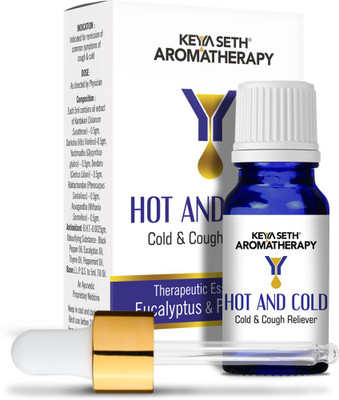 KEYA SETH AROMATHERAPY Hot and Cold-Congestion Reliever, Perfect for Steam Inhalation- Prevents Cold & Cough, Flu, Allergic Sneezing - Natural Therapeutic Essential Oil Blend Eucalyptus & Peppermint(10 ml)