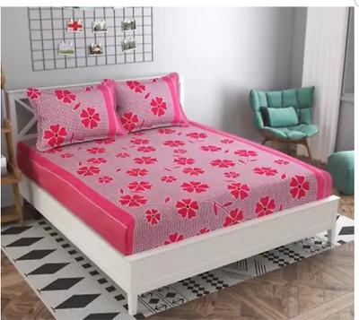 MR KK Polycotton Double Flat 120 TC Floral Bedsheet(Pack of 1, Multicolor)