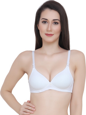 Glamoras Women T-Shirt Lightly Padded Bra(White)
