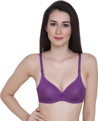 Glamoras Women T-Shirt Lightly Padded Bra(Purple)