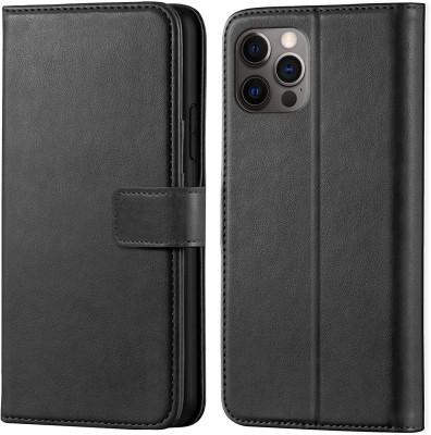 Casesily Flip Cover for iPhone 12 Pro Leather Wallet Case(Black, Cases with Holder, Pack of: 1)