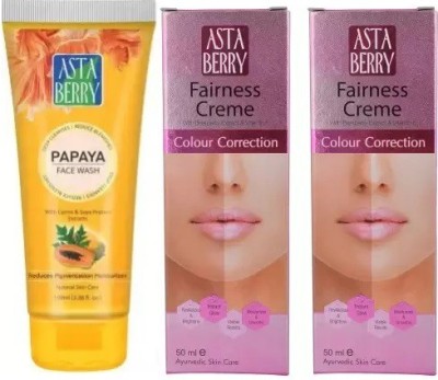 ASTABERRY Papaya Face Wash, 100 ml , 100 ml+ Fairness Creme (Pack of 2)(3 Items in the set)