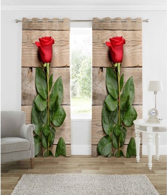 VSD 274 cm (9 ft) Polyester Room Darkening Long Door Curtain (Pack Of 2)(Floral, Green-Brown)