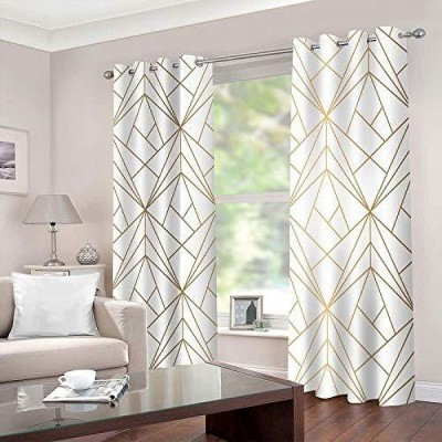 VSD 154 cm (5 ft) Polyester Room Darkening Window Curtain (Pack Of 2)(Printed, Silver)